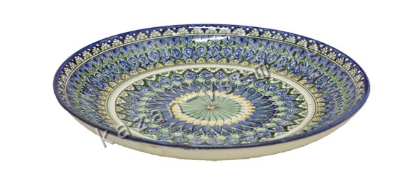 Блюдо малое узбекское (глиняная тарелка), синее, фото